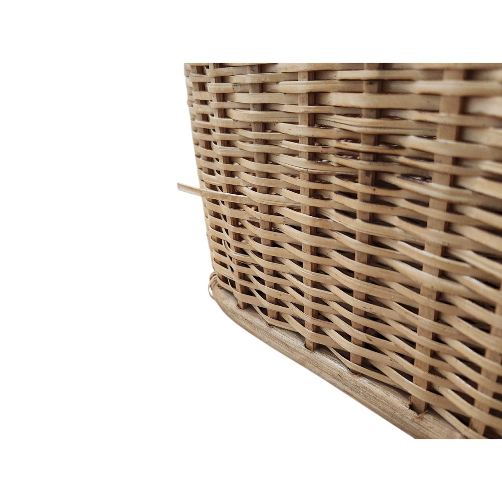 Vintage Large 2 Wine Bottle  Holder Rattan Bamboo Hinge Wicker Picnic Basket - Picture 3 of 15